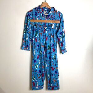 Hatley Kids Cozy Christmas Reindeer and Christmas Tree Pajamas Set Size 10
